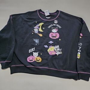 Sanrio Hello Kitty Women's XL Black Halloween Graphic Sweatshirt.